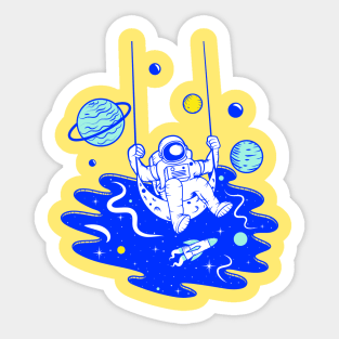 Astronaut Sits In The Moon Sticker